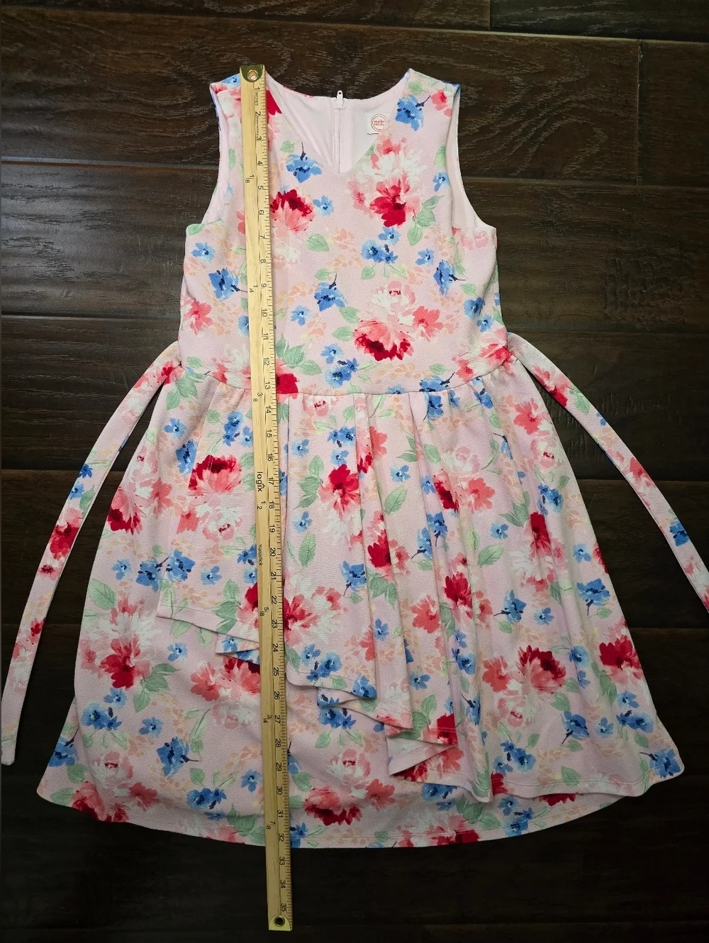 Wonder Nation Girls Pink Floral Sleeveless Special Occasion Dress Size 12